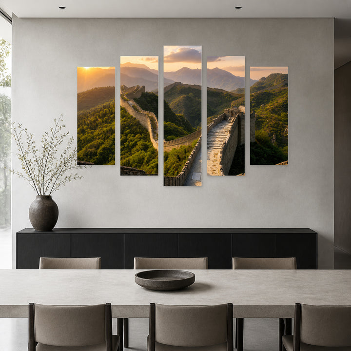 Great Wall of China at Sunrise — five-panel wall art in frontal interior | 5wallart 55646 M3