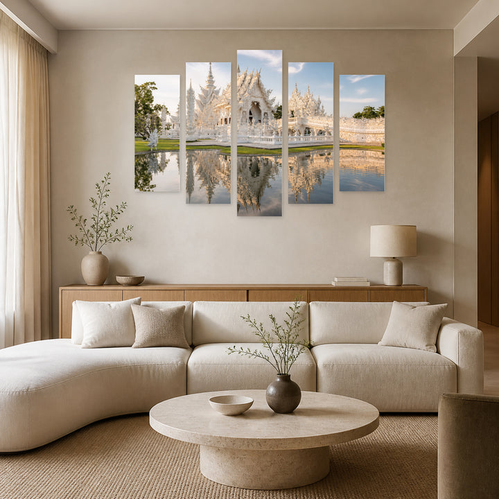 Temple in Thailand in Serene Light II — five-panel wall art in frontal interior | 5wallart 55647 M3