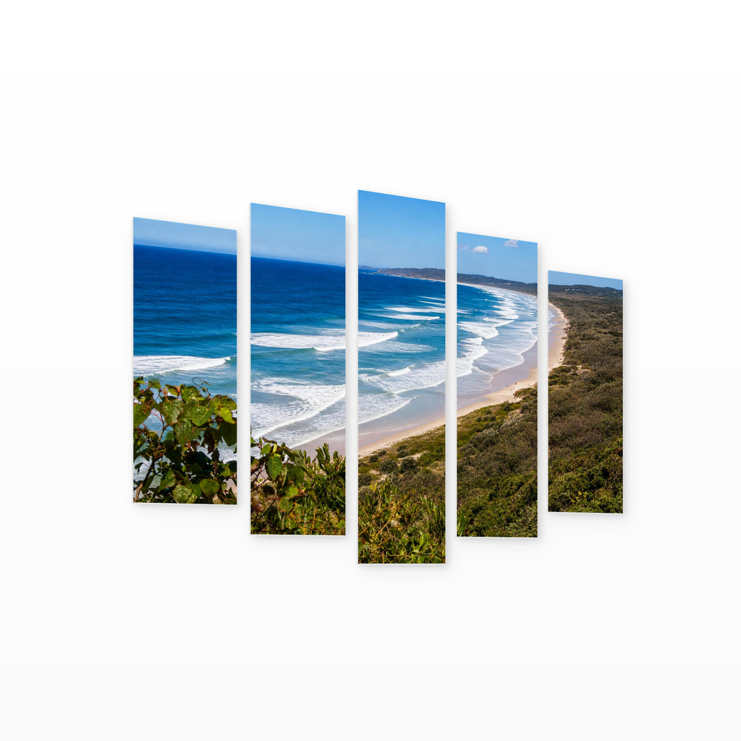 Bay in Australia in Blue and Gold — five-panel wall art on white background in perspective | 5wallart 55657 M1