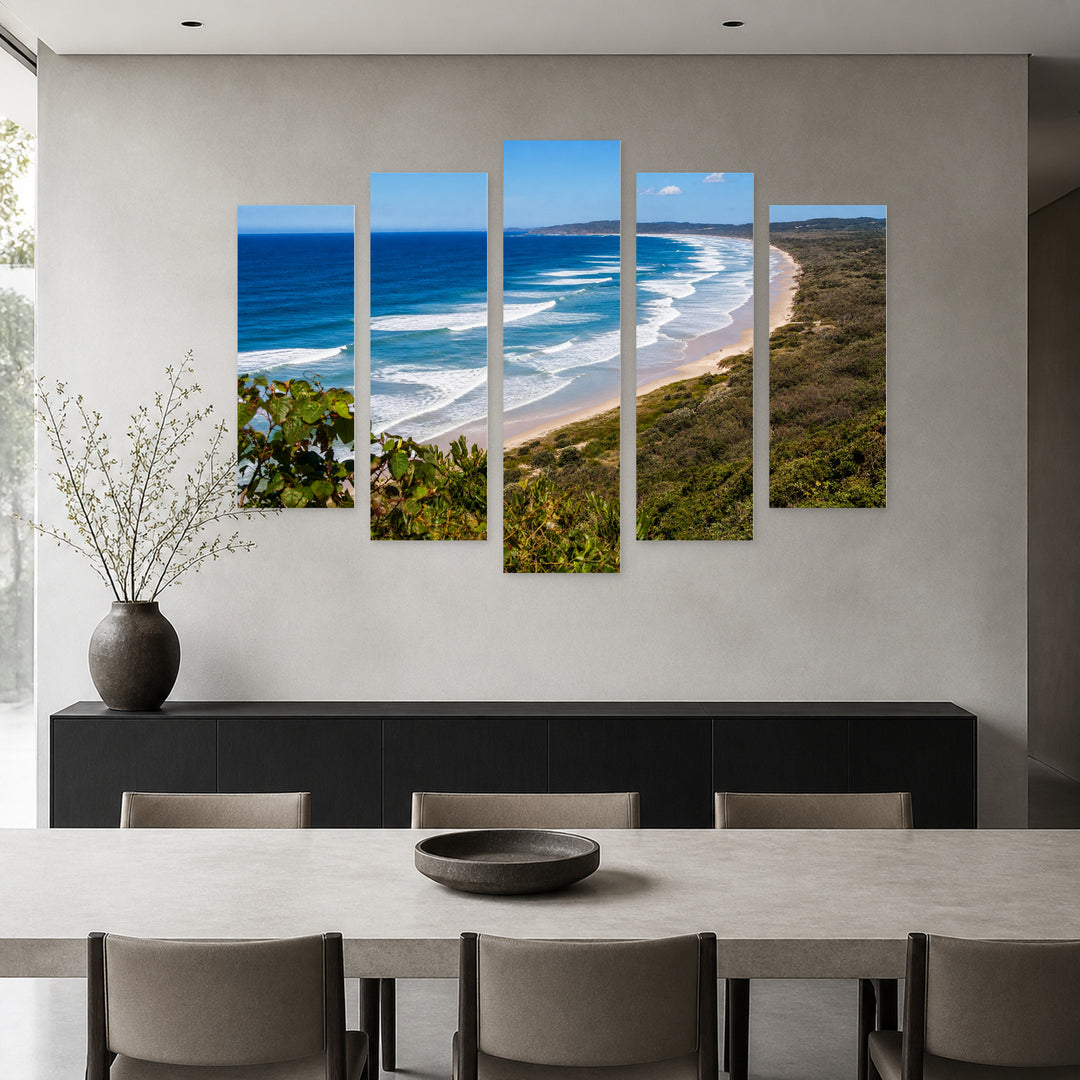 Bay in Australia in Blue and Gold — five-panel wall art in alternate frontal interior | 5wallart 55657 M4