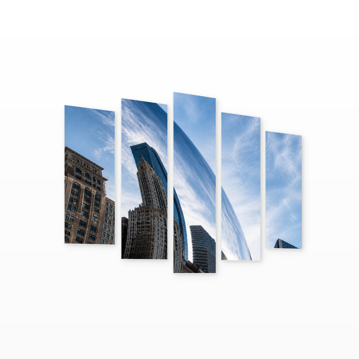 Millennium Park, Chicago in Serene Light — five-panel wall art on white background in perspective | 5wallart 55725 M1