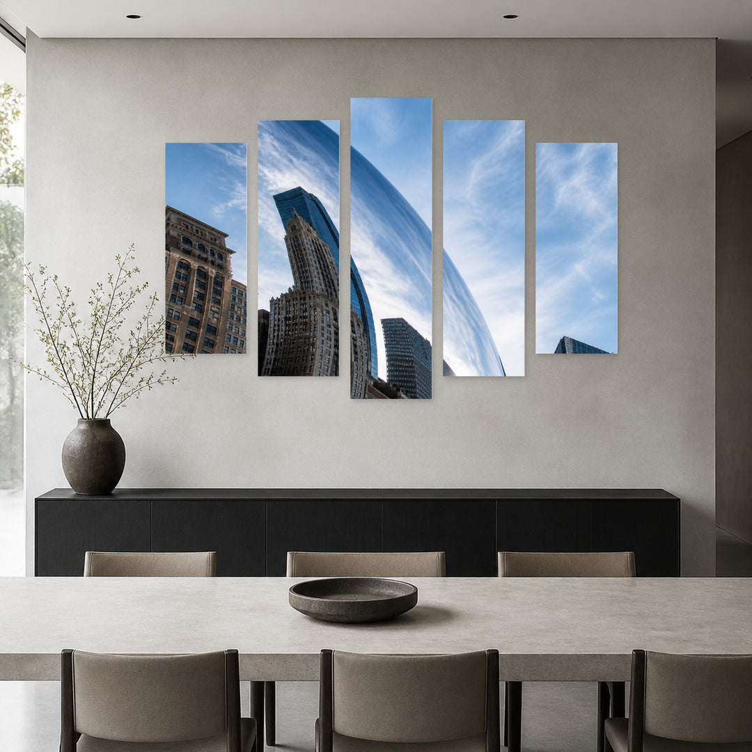 Millennium Park, Chicago in Serene Light — five-panel wall art in alternate frontal interior | 5wallart 55725 M4