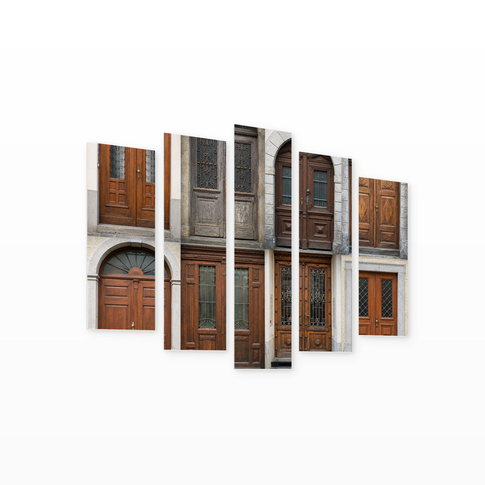 Vintage Doors Vintage Study — five-panel wall art on white background in perspective | 5wallart 55741 M1