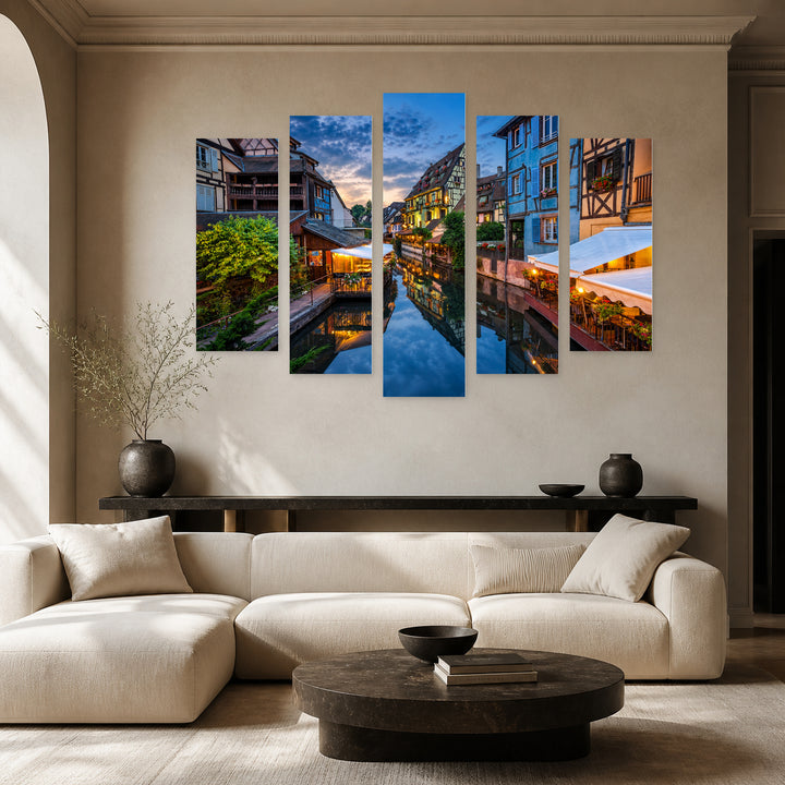 City of Colmar in France in Vivid Color — five-panel wall art in frontal interior | 5wallart 55767 M3