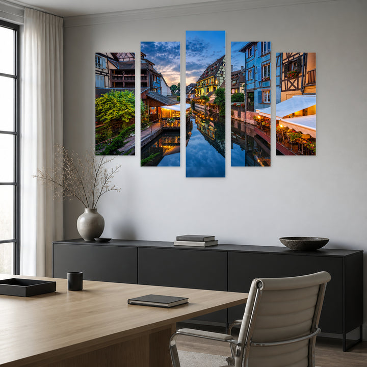 City of Colmar in France in Vivid Color — five-panel wall art in alternate frontal interior | 5wallart 55767 M4