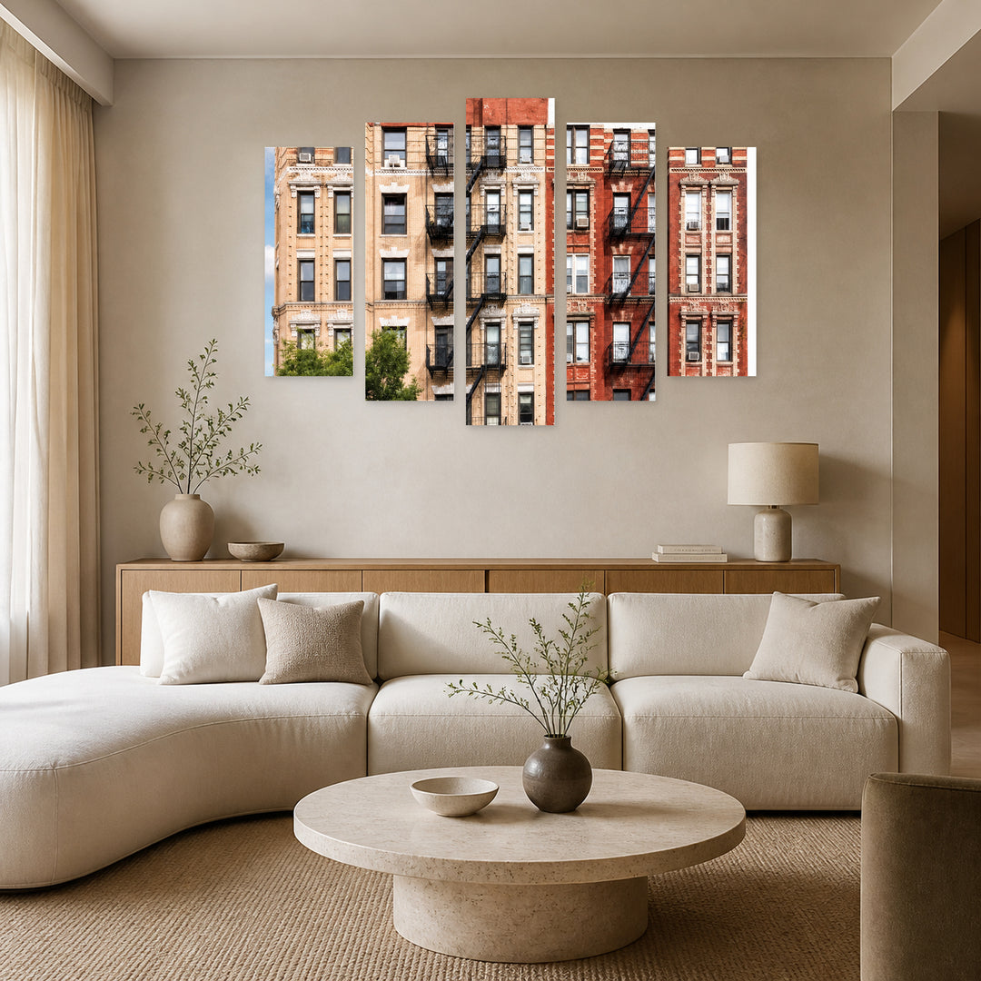 Residential Building in New York with Geometric Rhythm — five-panel wall art in frontal interior | 5wallart 55807 M3