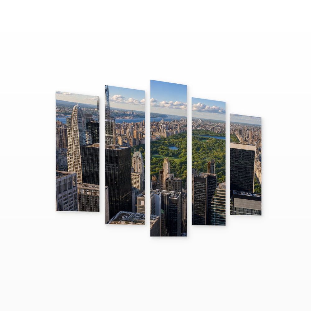 New York - Central Park in Serene Light — five-panel wall art on white background in perspective | 5wallart 55808 M1