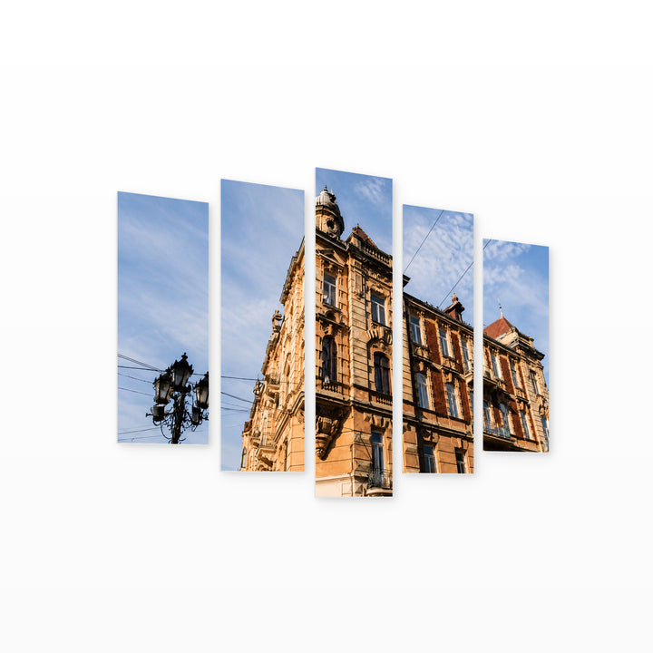 Neoclassical Building in Ukraine in Serene Light — five-panel wall art on white background in perspective | 5wallart 55810 M1