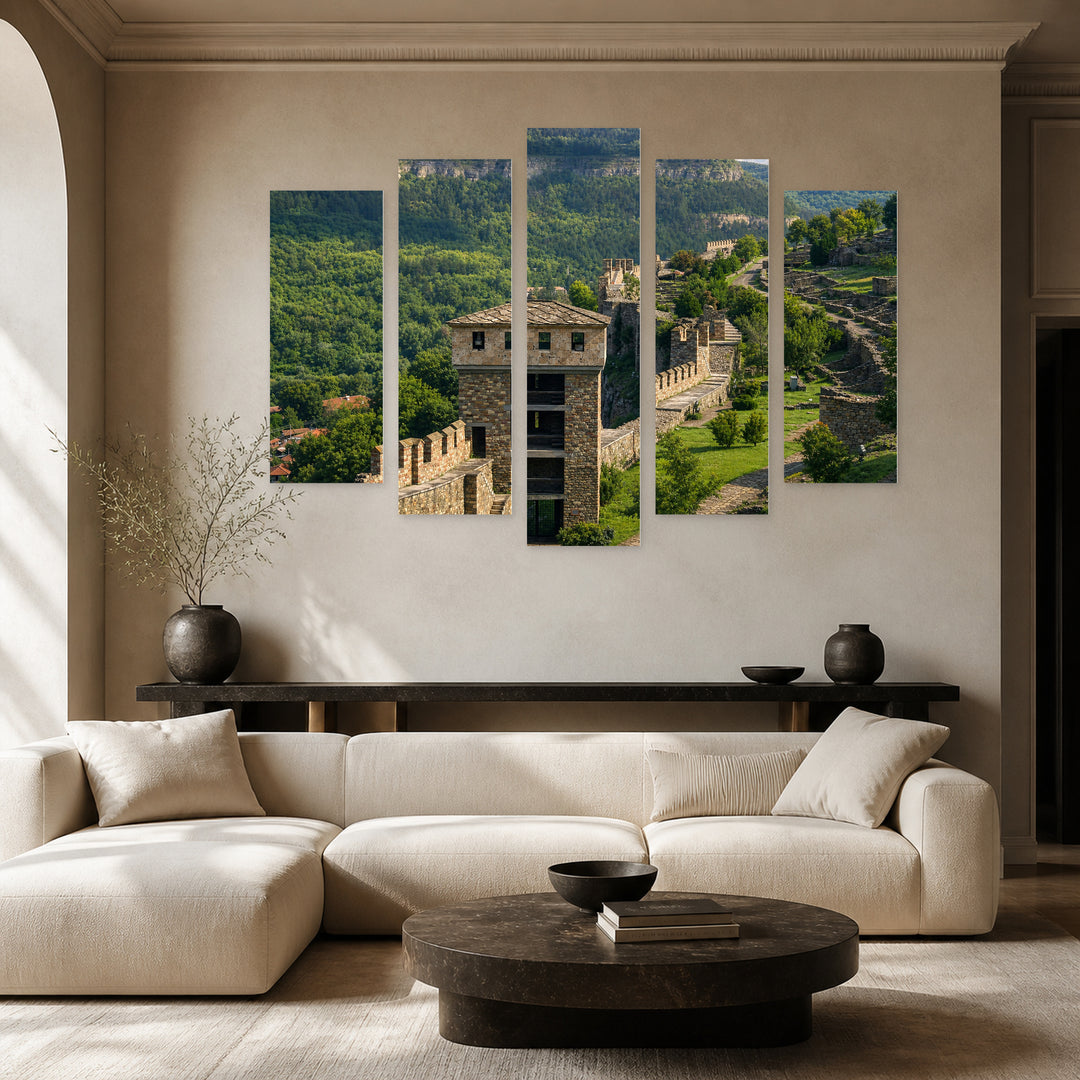 Veliko Tarnovo - Ancient Capital with Dreamlike Atmosphere — five-panel wall art in frontal interior | 5wallart 55835 M3