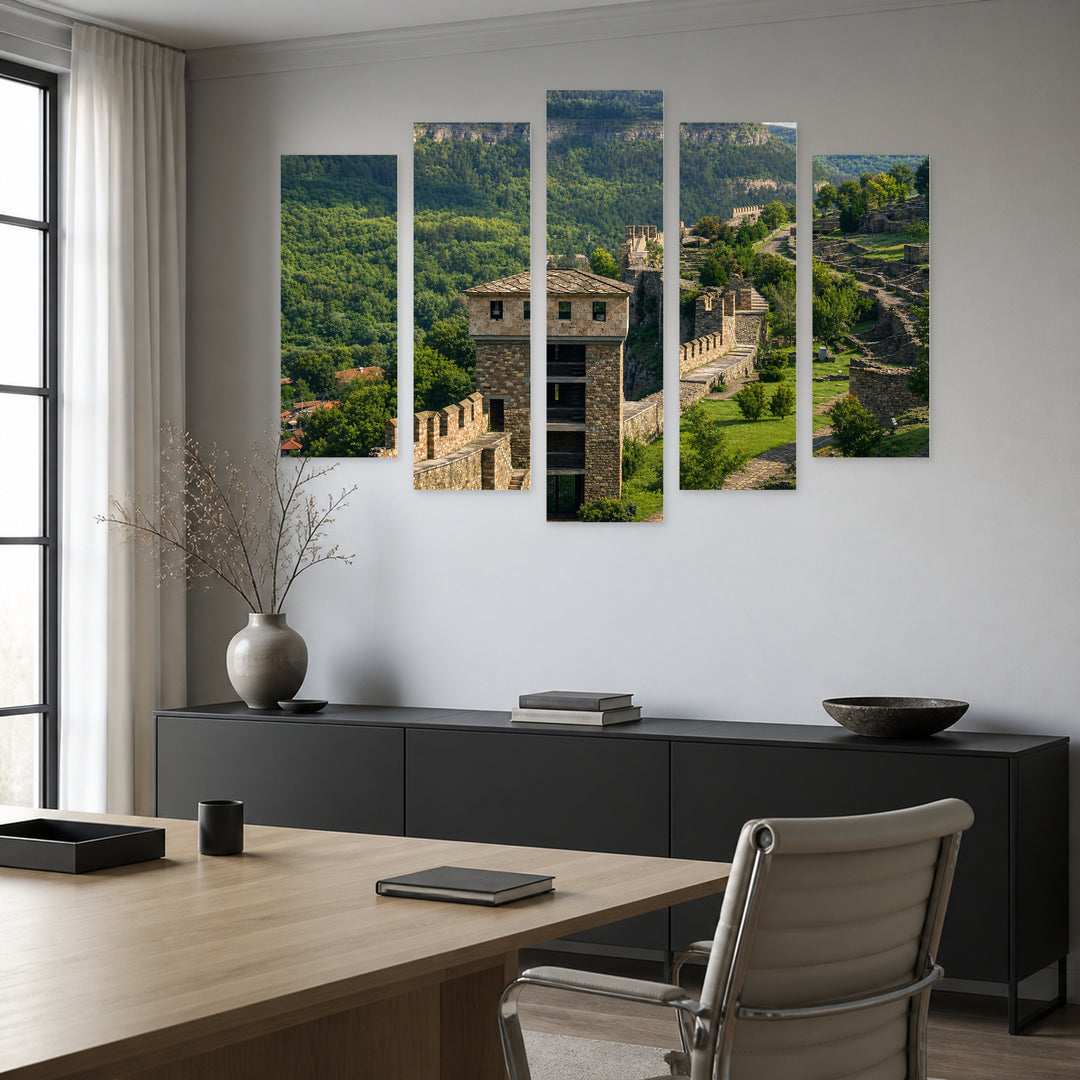 Veliko Tarnovo - Ancient Capital with Dreamlike Atmosphere — five-panel wall art in alternate frontal interior | 5wallart 55835 M4