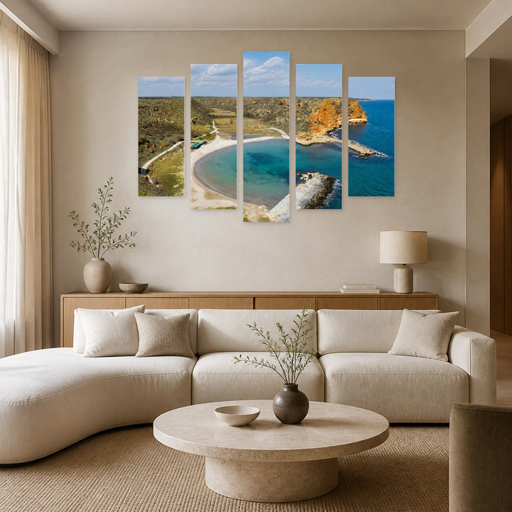 Bolata Bay in Serene Light — five-panel wall art in alternate frontal interior | 5wallart 55846 M4
