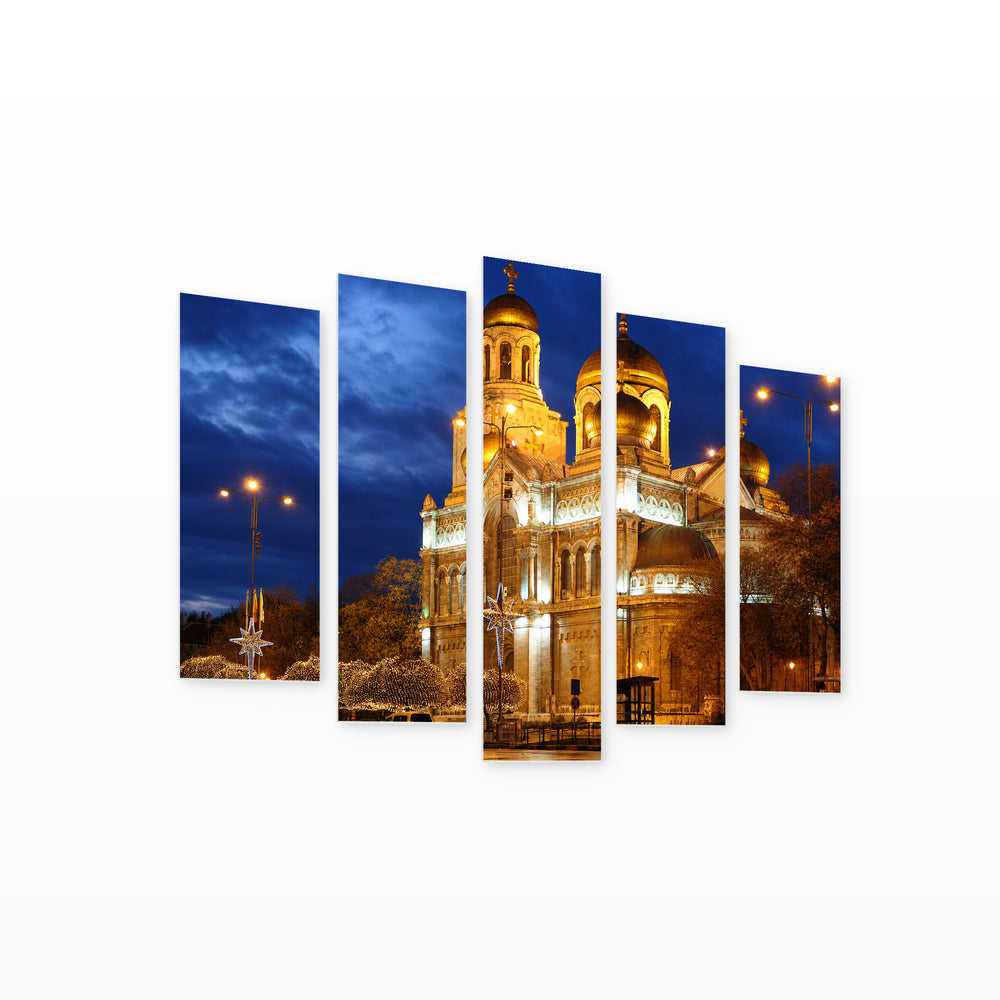 Cathedral "dormition of the Mother of God" — five-panel wall art on white background in perspective | 5wallart 55847 M1