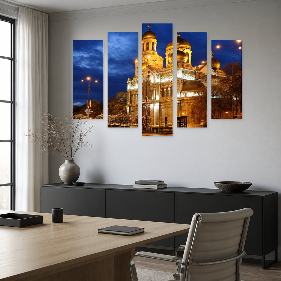Cathedral "dormition of the Mother of God" — five-panel wall art in alternate frontal interior | 5wallart 55847 M4