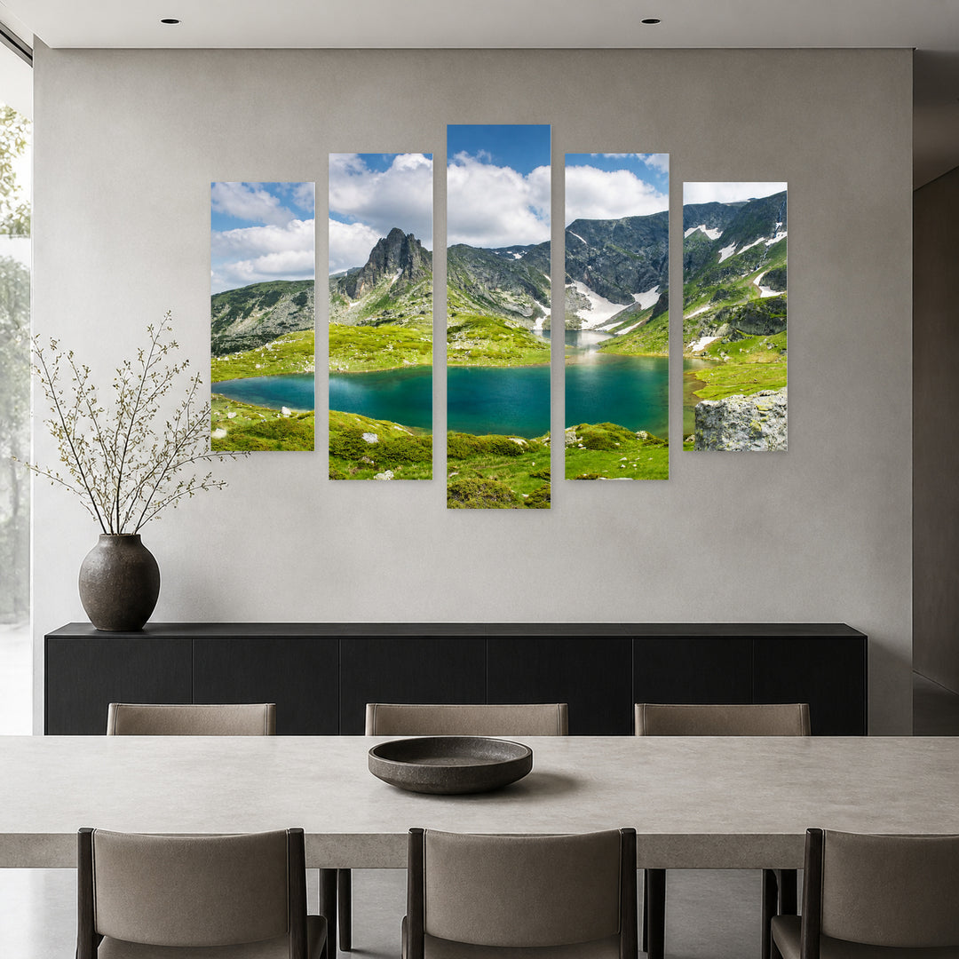 Rila Lakes in Serene Light — five-panel wall art in frontal interior | 5wallart 55852 M3