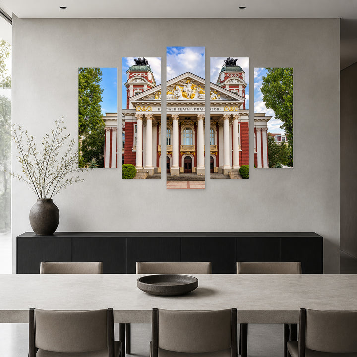 National Theatre Urban Panorama — five-panel wall art in frontal interior | 5wallart 55856 M3