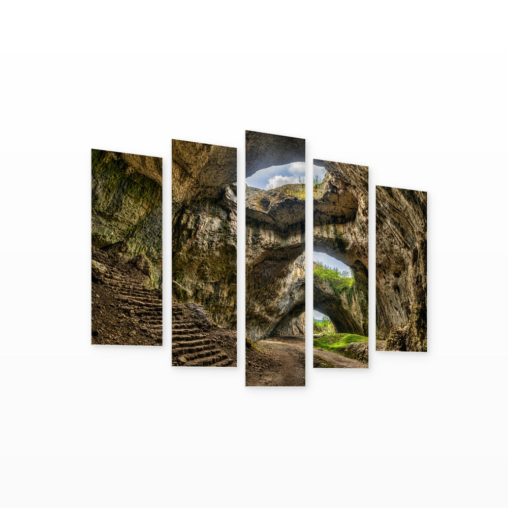 Devetashka Cave in Serene Light — five-panel wall art on white background in perspective | 5wallart 55859 M1