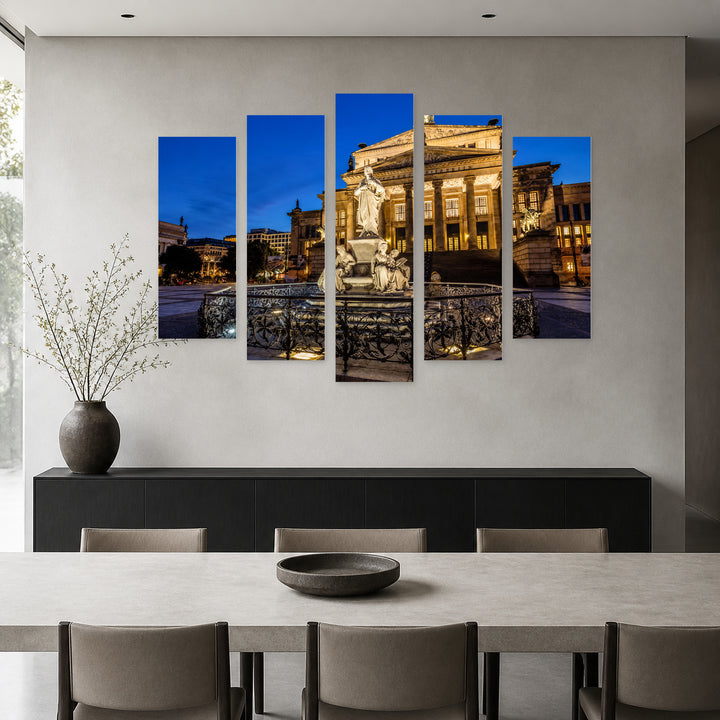 Sculpture and Concert Hall in Germany Urban Panorama — five-panel wall art in alternate frontal interior | 5wallart 55925 M4