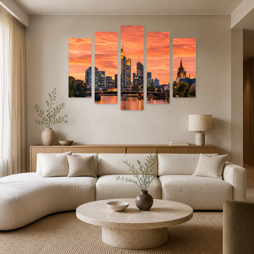 Frankfurt Am Main, Germany in Serene Light II — five-panel wall art in frontal interior | 5wallart 55931 M3