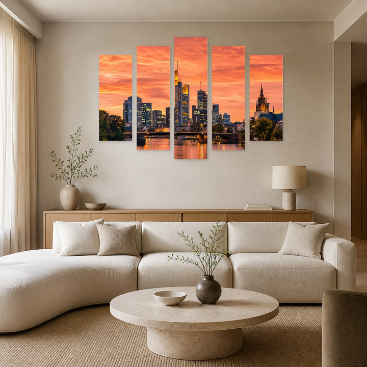 Frankfurt Am Main, Germany in Serene Light II — five-panel wall art in frontal interior | 5wallart 55931 M3