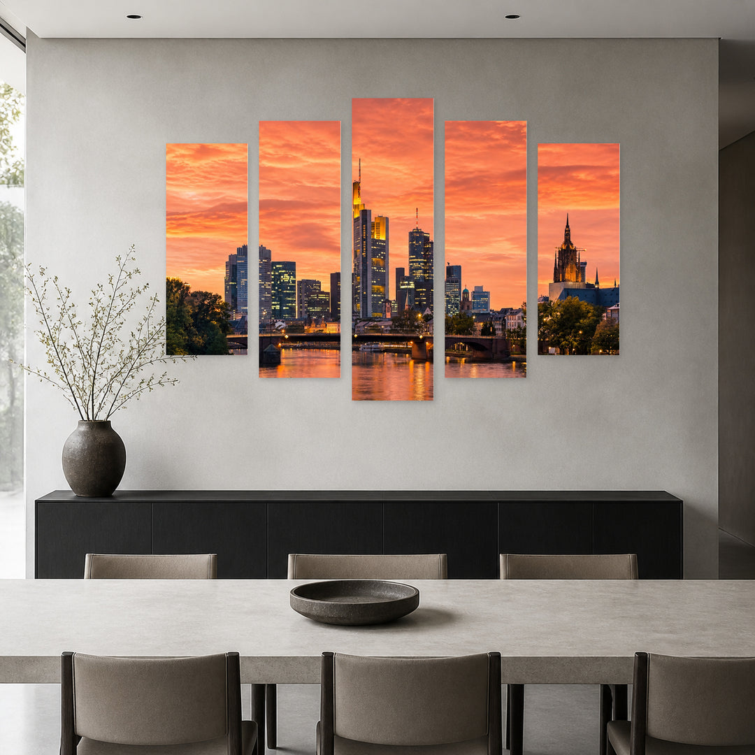 Frankfurt Am Main, Germany in Serene Light II — five-panel wall art in alternate frontal interior | 5wallart 55931 M4