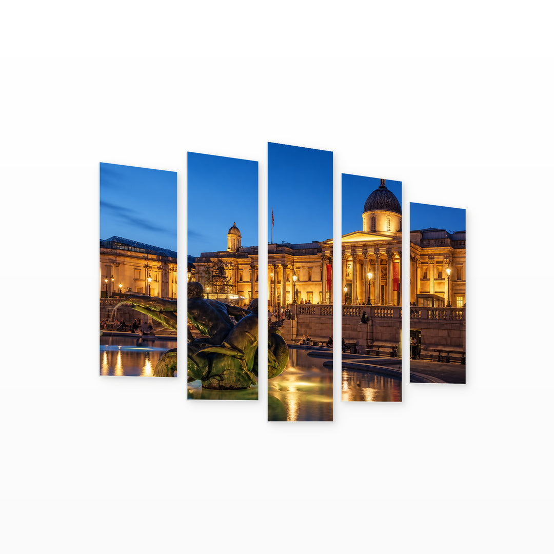 Trafalgar Square Urban Panorama — five-panel wall art on white background in perspective | 5wallart 55953 M1