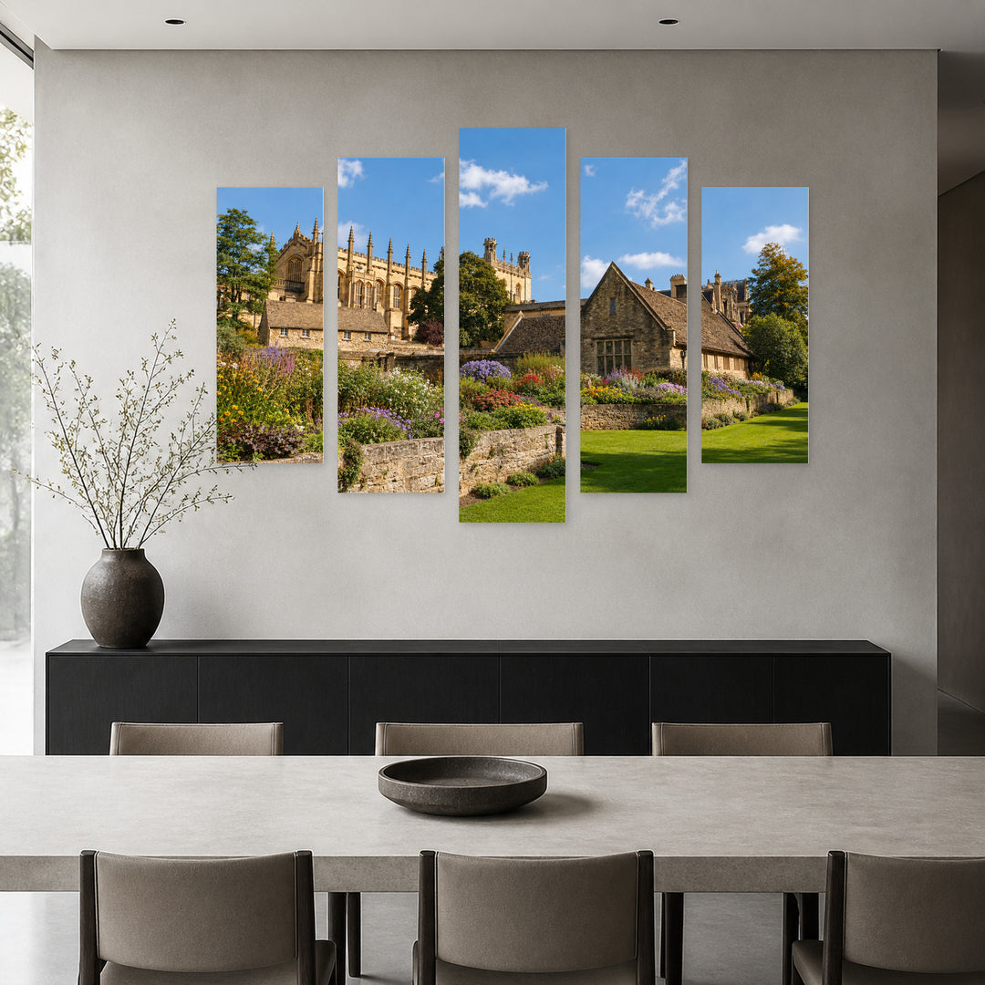 Garden in Oxford in Serene Light — five-panel wall art in frontal interior | 5wallart 55962 M3