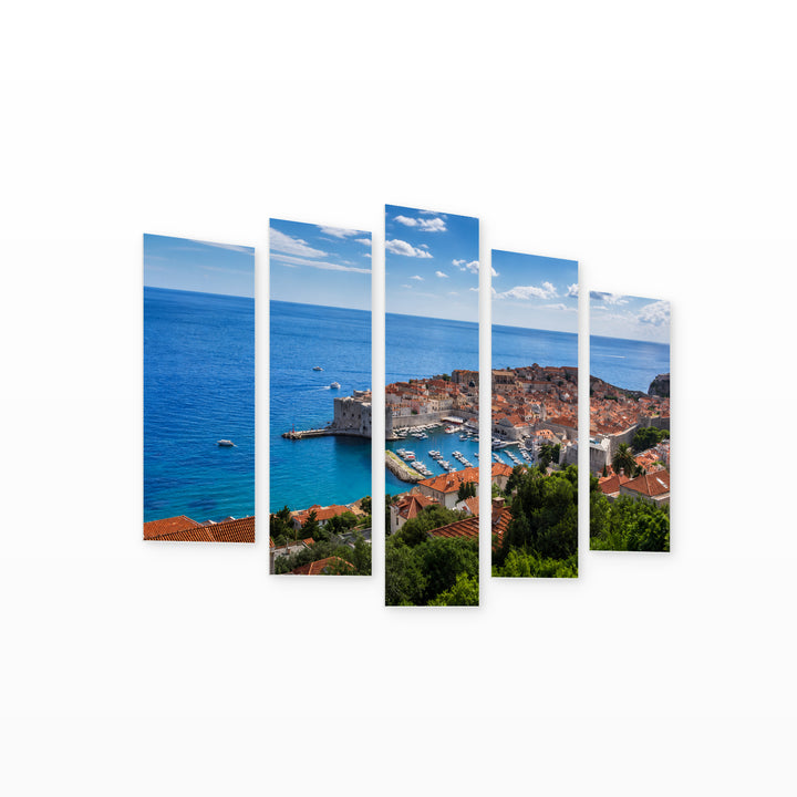 Old Town of Dubrovnik in Serene Light — five-panel wall art on white background in perspective | 5wallart 55998 M1