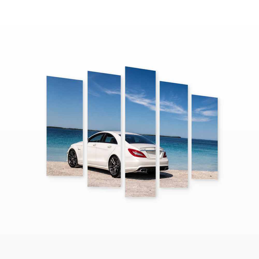 Mercedes CLS Motion Study — five-panel wall art on white background in perspective | 5wallart 56002 M1