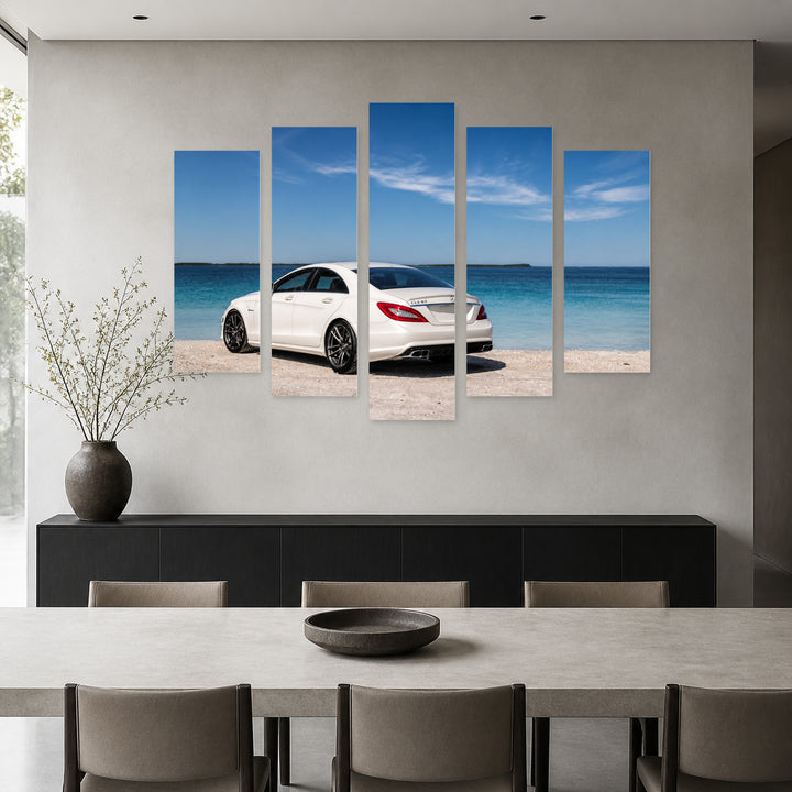 Mercedes CLS Motion Study — five-panel wall art in frontal interior | 5wallart 56002 M3