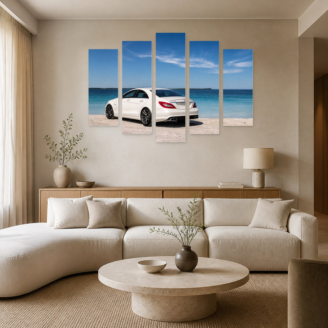 Mercedes CLS Motion Study — five-panel wall art in alternate frontal interior | 5wallart 56002 M4