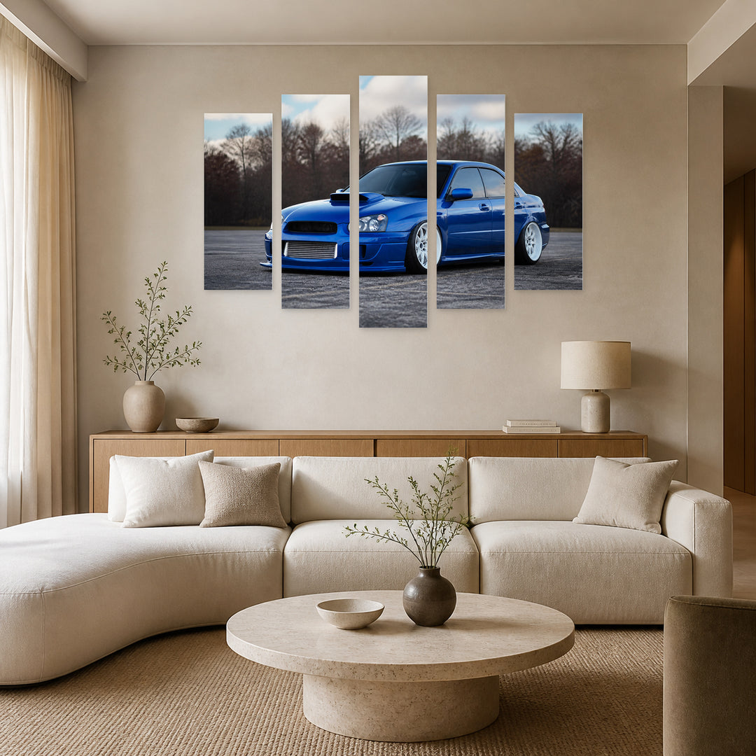 Subaru Impreza WRX STI in Vivid Color — five-panel wall art in alternate frontal interior | 5wallart 56008 M4