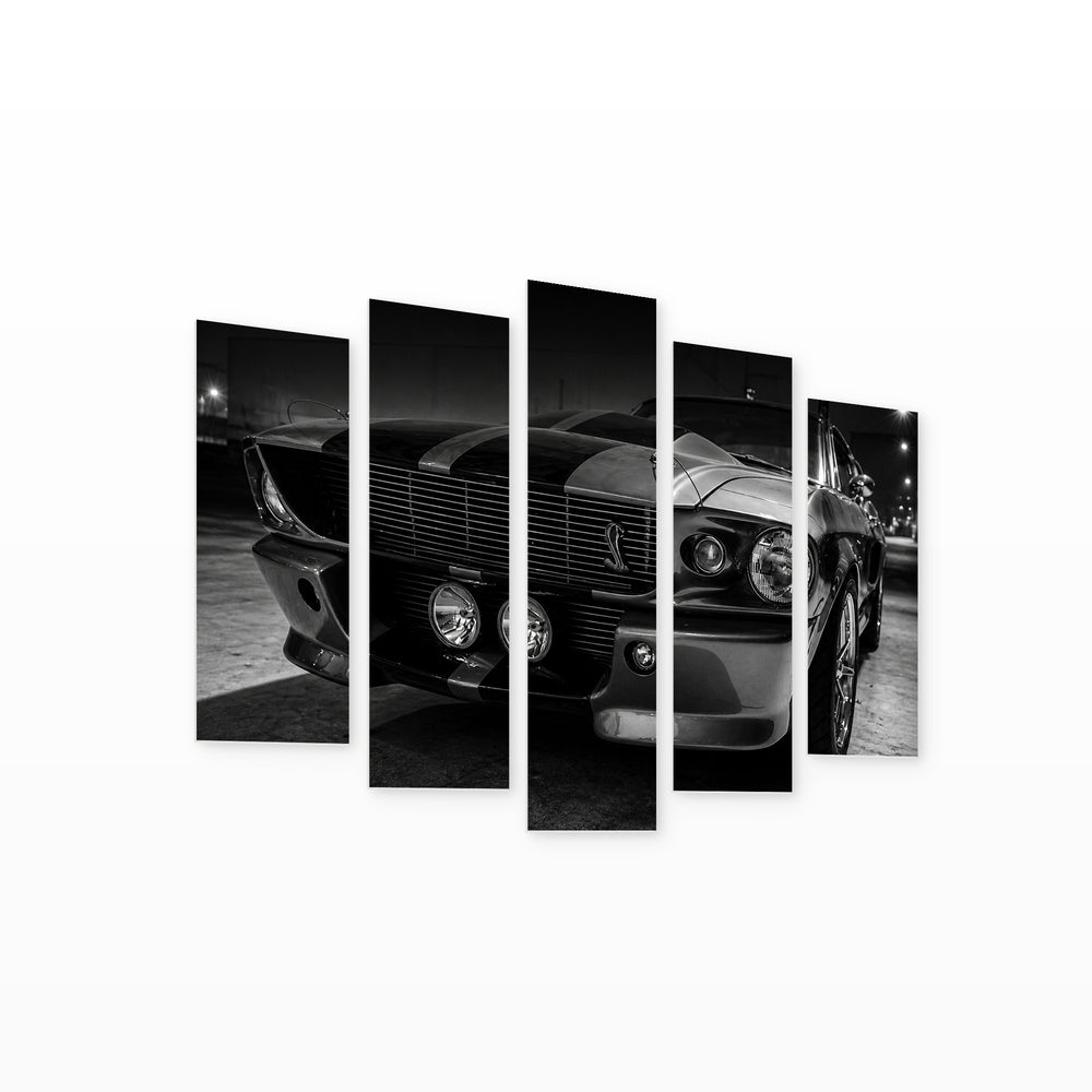 Shelby GT500 at Night — five-panel wall art on white background in perspective | 5wallart 56012 M1