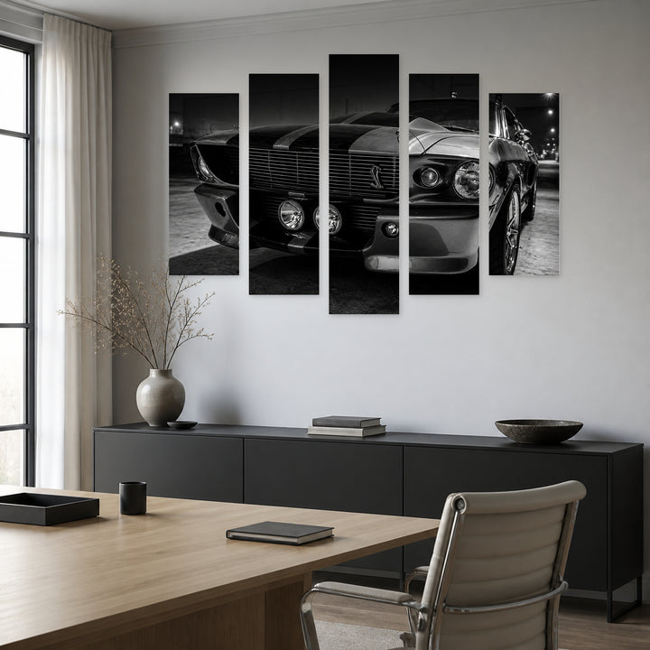 Shelby GT500 at Night — five-panel wall art in frontal interior | 5wallart 56012 M3