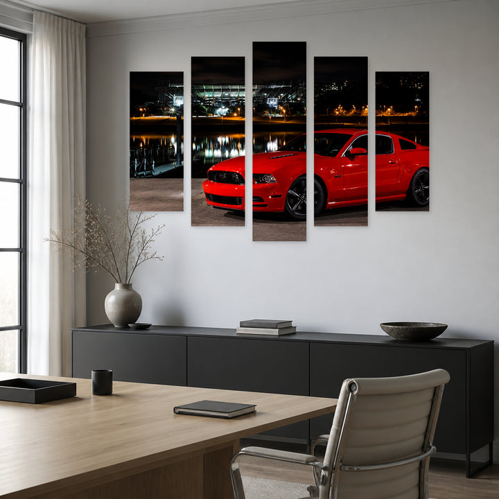 Ford Mustang GT with Dramatic Contrast — five-panel wall art in frontal interior | 5wallart 56042 M3