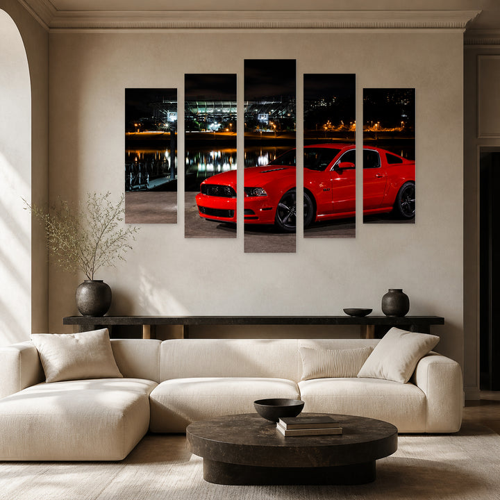 Ford Mustang GT with Dramatic Contrast — five-panel wall art in alternate frontal interior | 5wallart 56042 M4