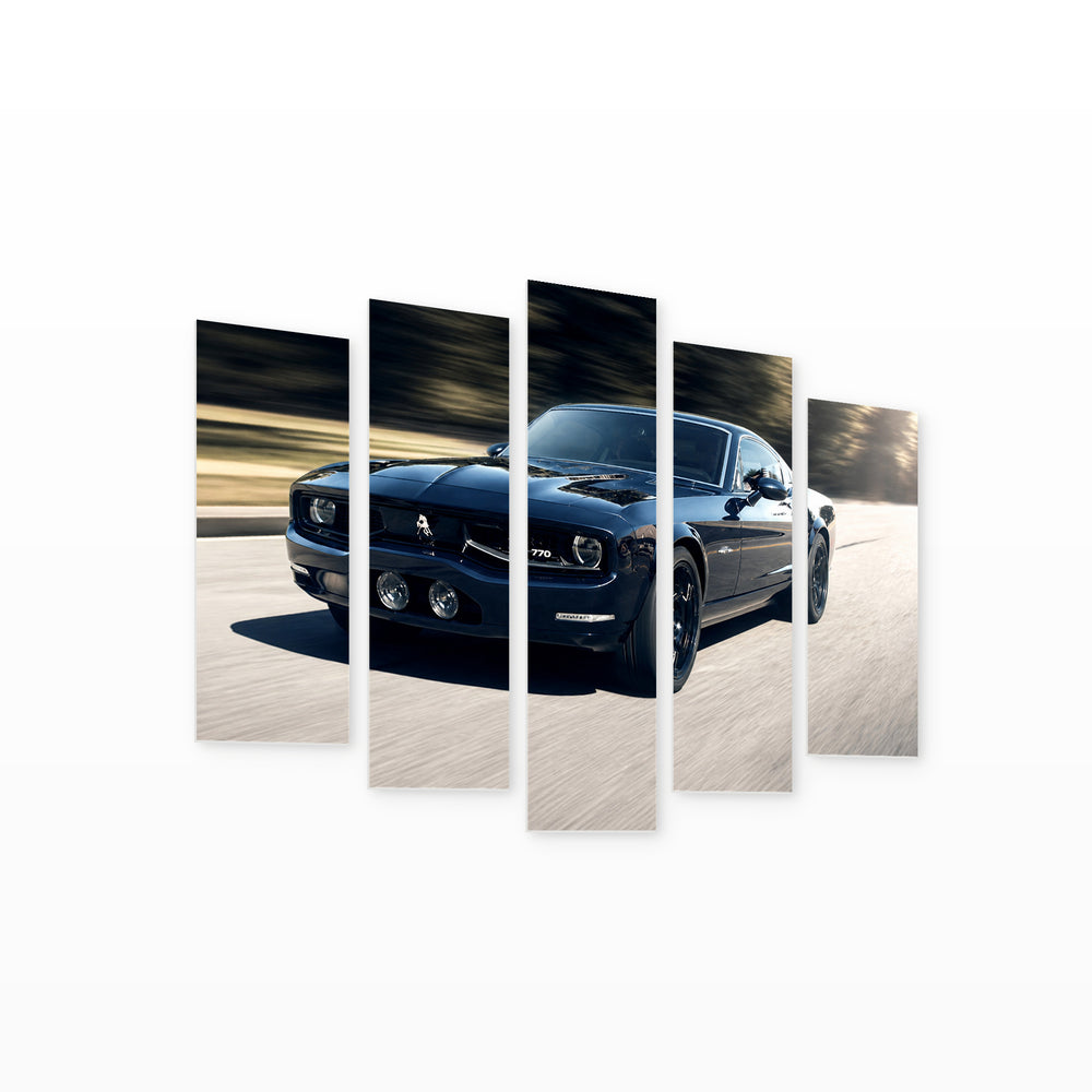 Ford Mustang 770 with Dramatic Contrast — five-panel wall art on white background in perspective | 5wallart 56048 M1