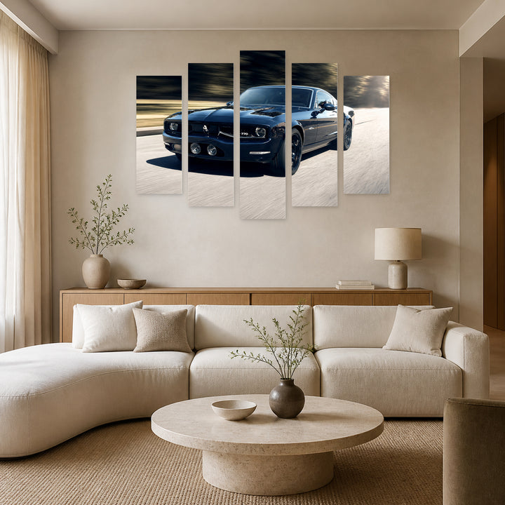 Ford Mustang 770 with Dramatic Contrast — five-panel wall art in alternate frontal interior | 5wallart 56048 M4