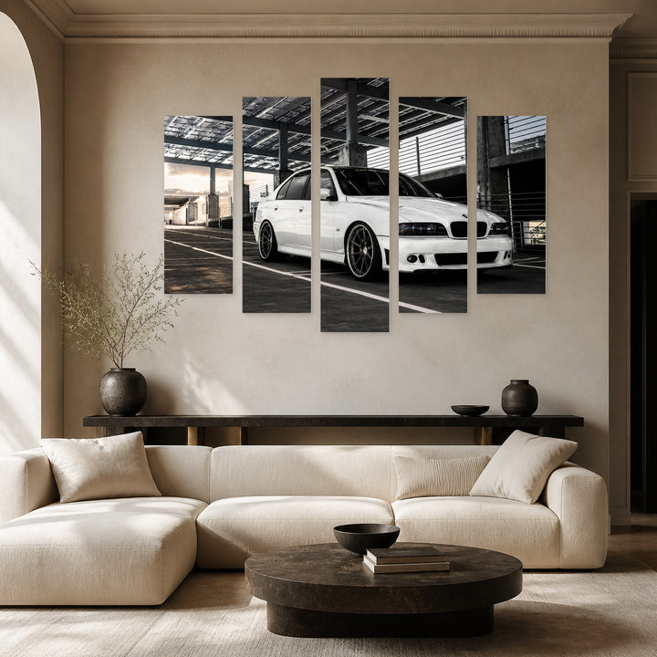 BMW M5 with Dramatic Contrast — five-panel wall art in frontal interior | 5wallart 56053 M3