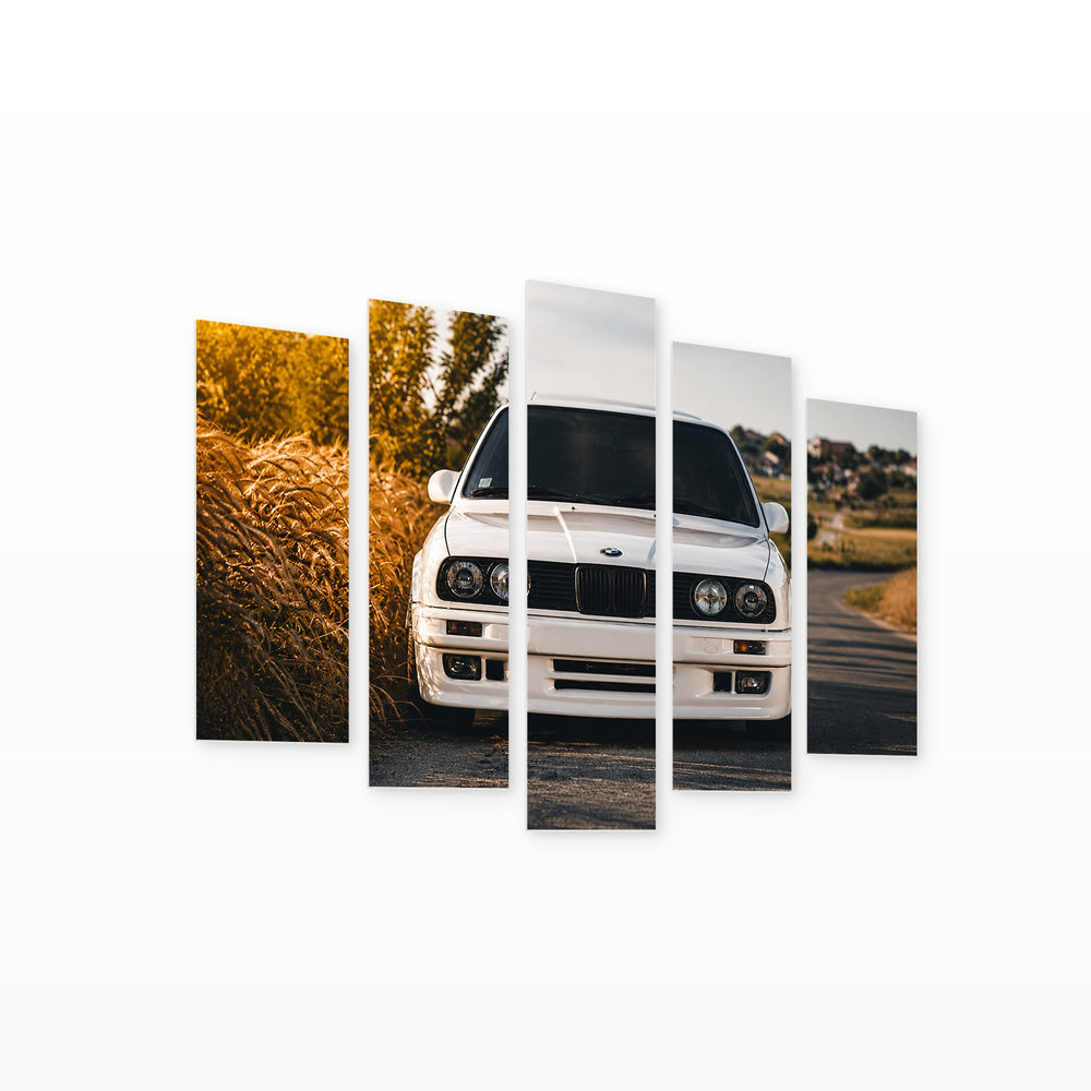 BMW 325 E30 with Vintage Character — five-panel wall art on white background in perspective | 5wallart 56062 M1