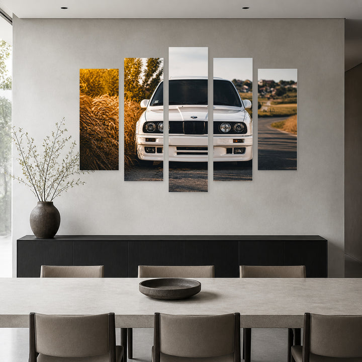 BMW 325 E30 with Vintage Character — five-panel wall art in frontal interior | 5wallart 56062 M3
