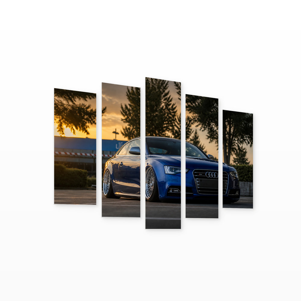 Audi S5 with Dramatic Contrast — five-panel wall art on white background in perspective | 5wallart 56065 M1