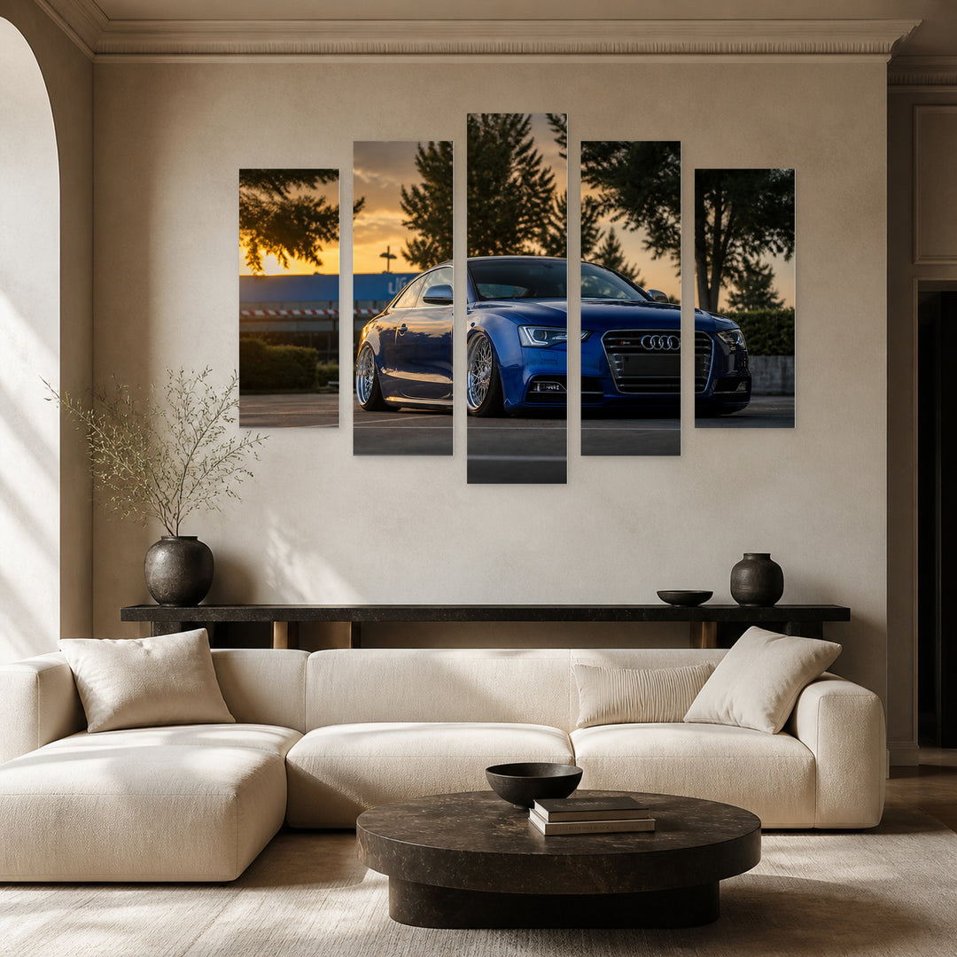 Audi S5 with Dramatic Contrast — five-panel wall art in frontal interior | 5wallart 56065 M3