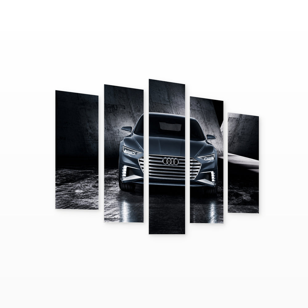 Audi Avant Motion Study — five-panel wall art on white background in perspective | 5wallart 56069 M1