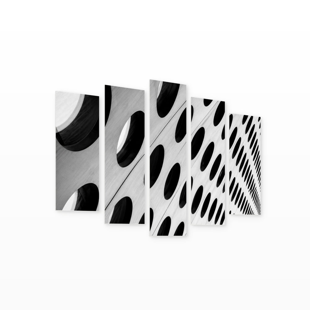 Abstract Architecture Urban Panorama — five-panel wall art on white background in perspective | 5wallart 56207 M1