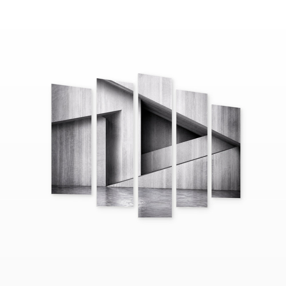 Architectural Abstraction with Geometric Rhythm — five-panel wall art on white background in perspective | 5wallart 56210 M1