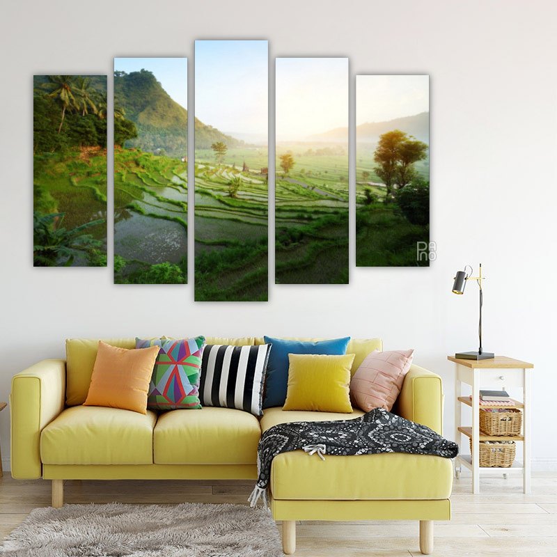 Rice Fields in Bali – five-piece modular wall art