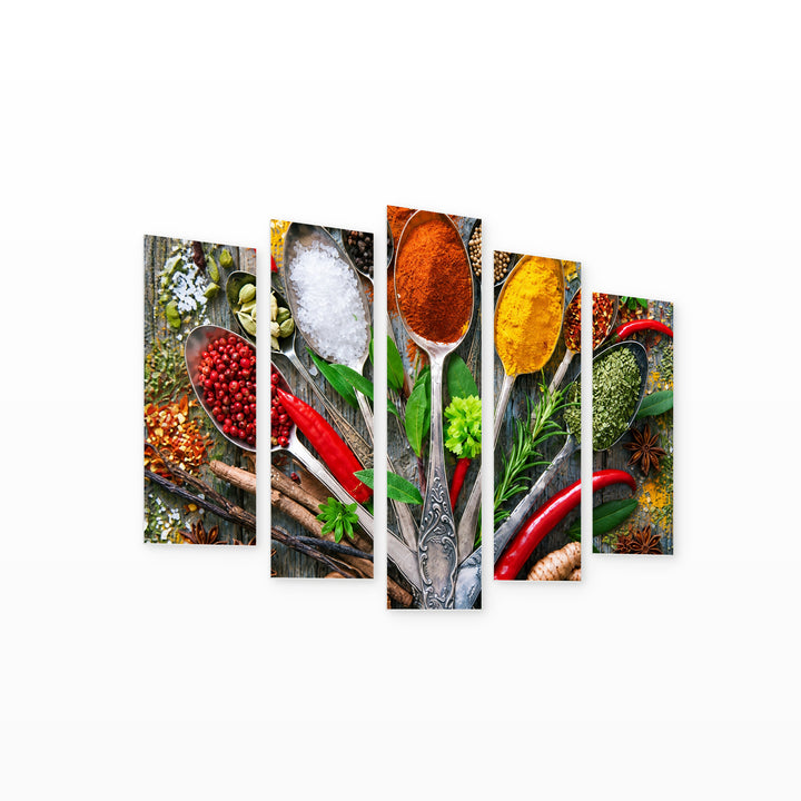 Contrasting Color Fields — five-panel wall art on white background in perspective | 5wallart 56607 M1
