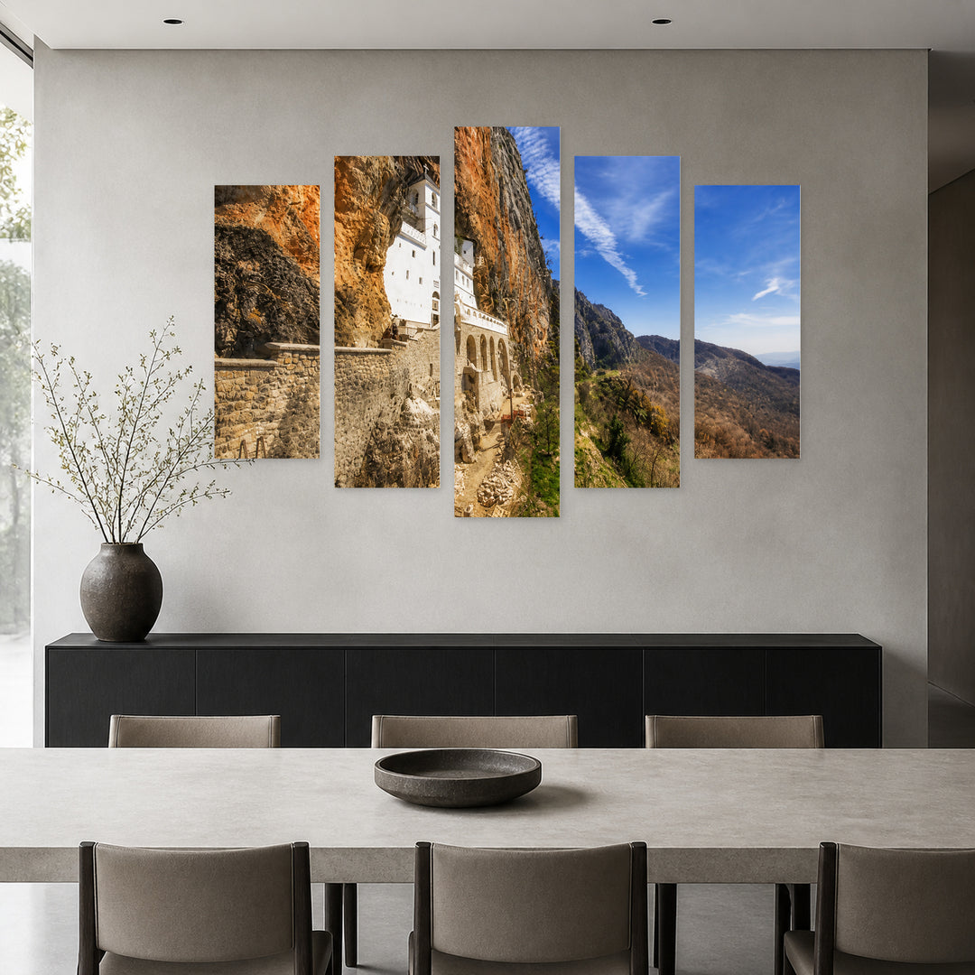 Ostrog Monastery in Montenegro - St — five-panel wall art in alternate frontal interior | 5wallart 56697 M4