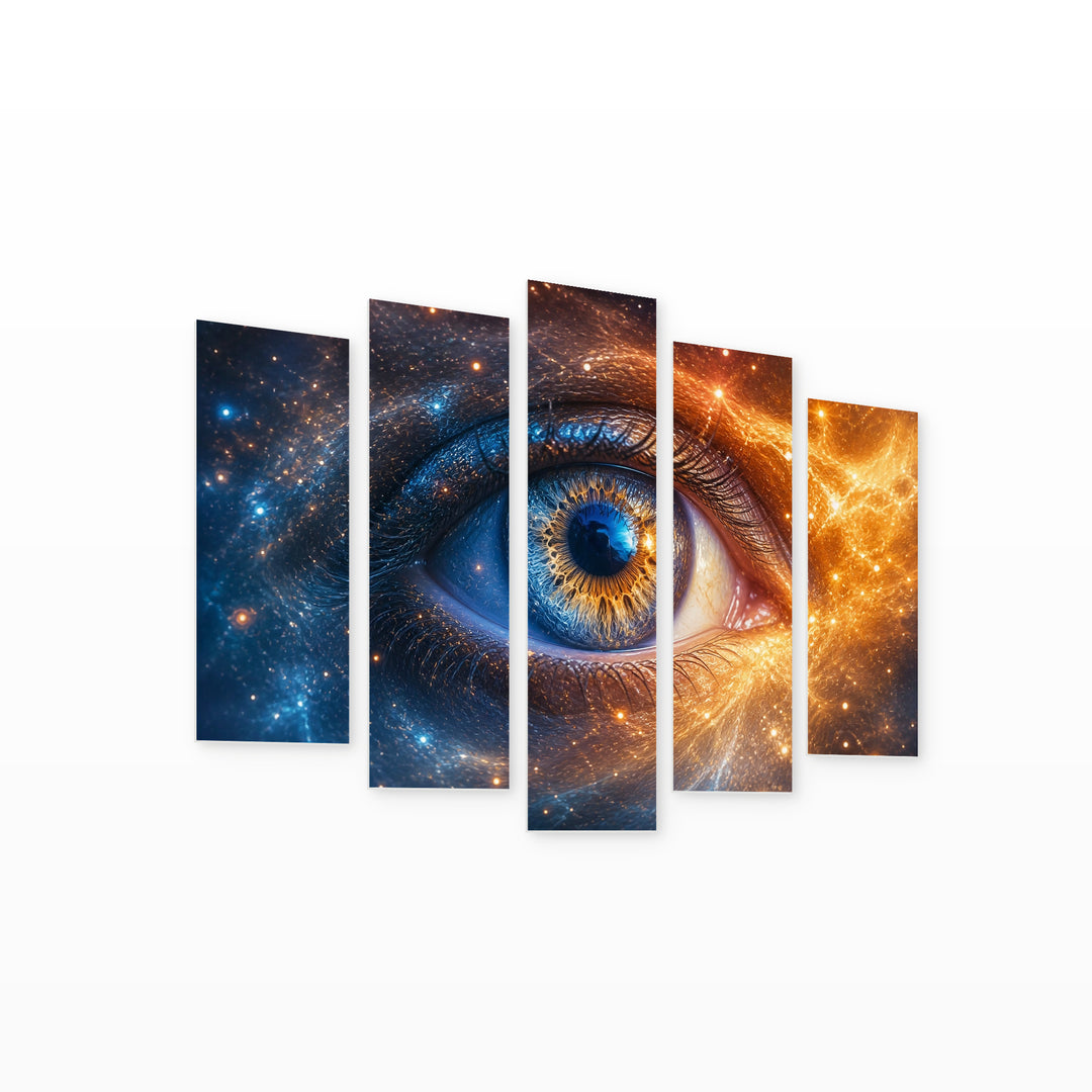 Window to the Universe in Serene Light — five-panel wall art on white background in perspective | 5wallart 56731 M1