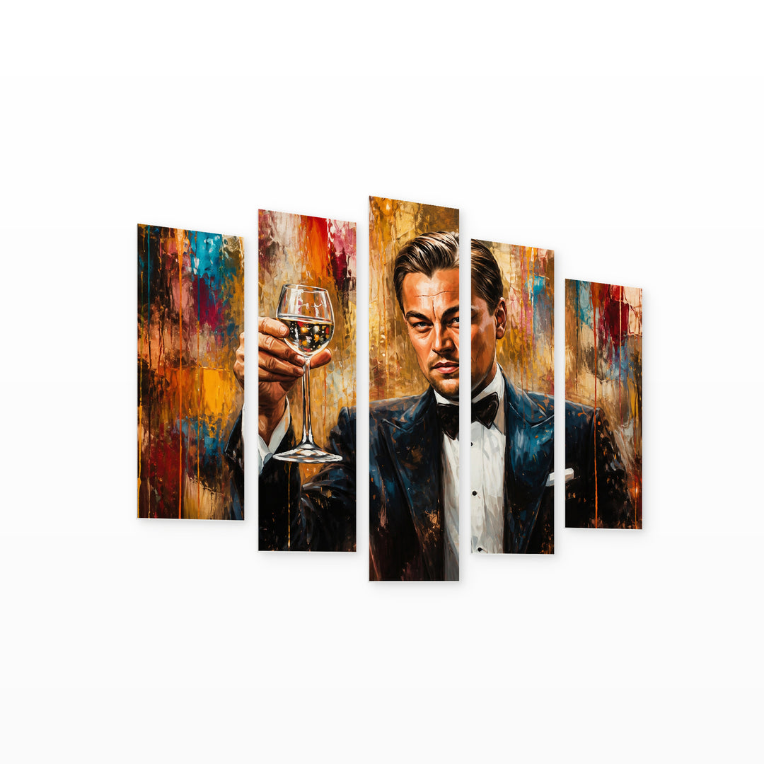 Bohemian Majesty with Dramatic Contrast — five-panel wall art on white background in perspective | 5wallart 56732 M1